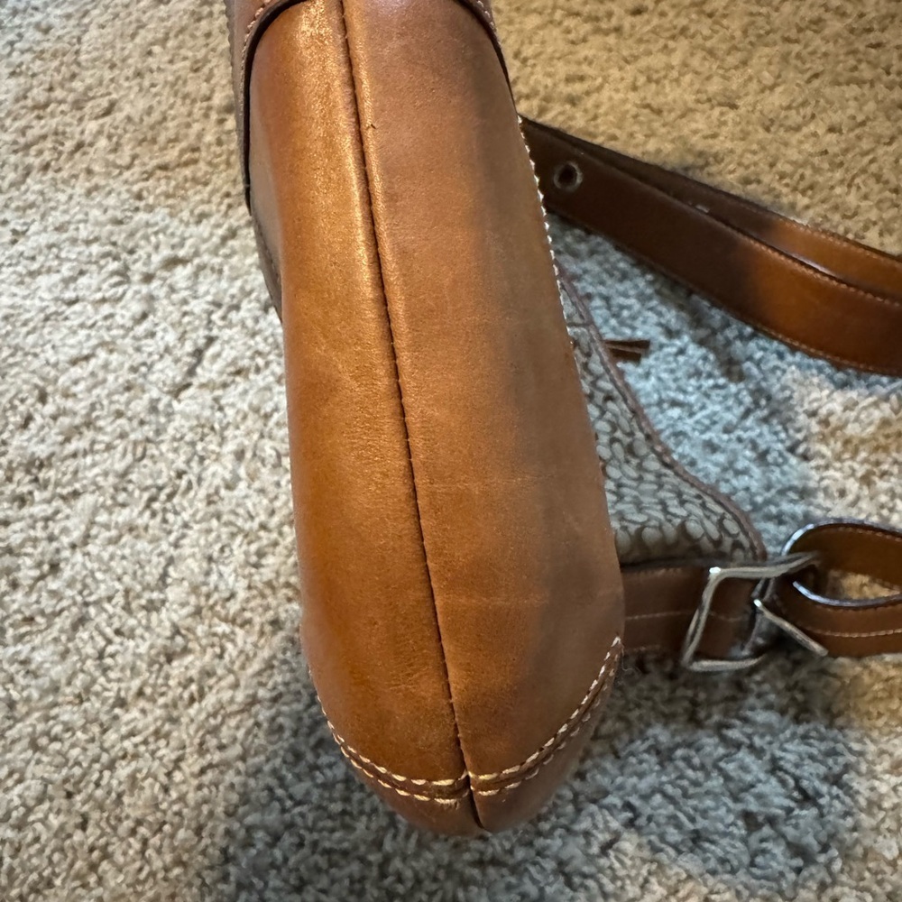 Coach Tan and Brown Mini Jacquard Convertible Shoulder Bag with Signature Design - Picture 4 of 14